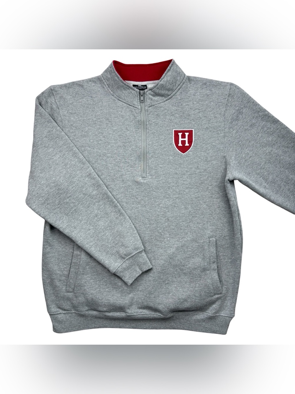 Harvard University Crimson Men’s Colosseum 1/4 Zip Fleece Pullover Jacket size M
